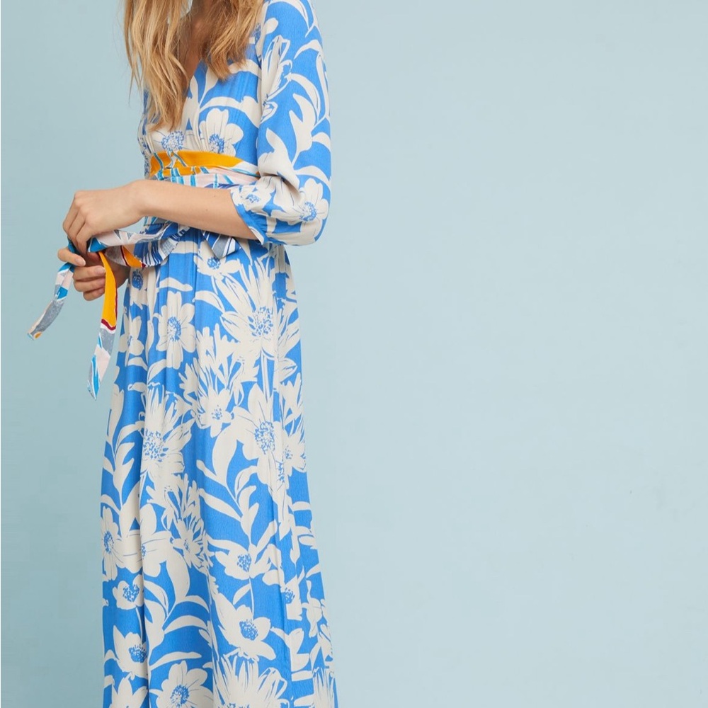 Maeve Blue & Yellow Floral Maxi Dresses